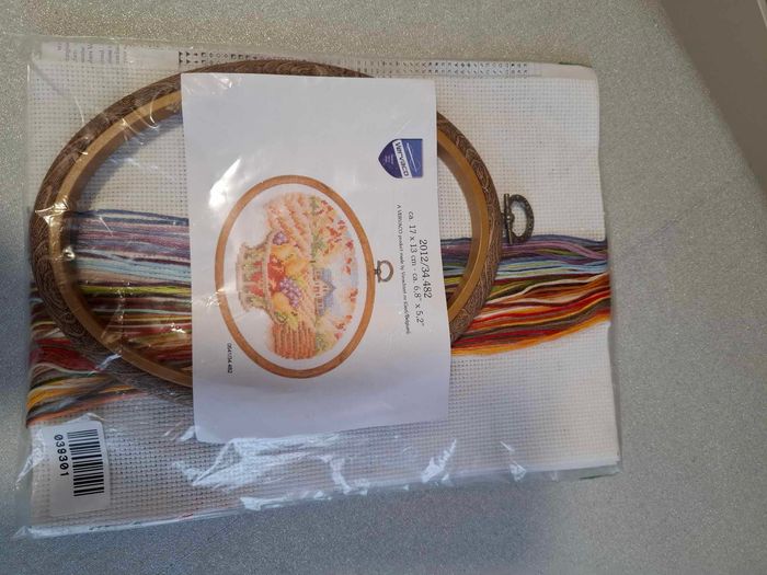 Kit broderie point de croix complet panier fruits/paysage Vervaco neuf