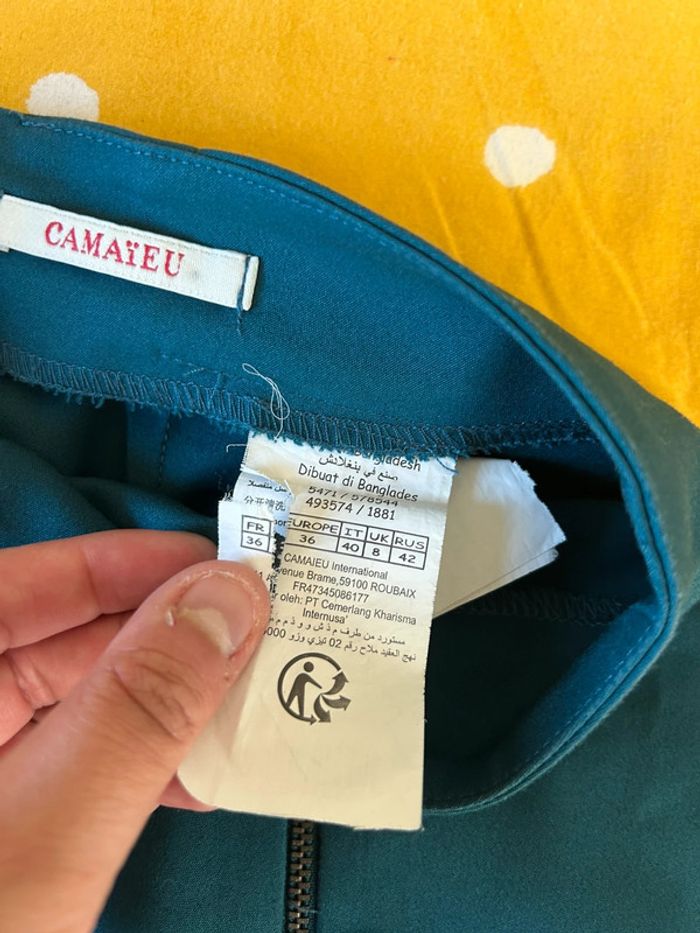 Mini jupe camaïeu taille 36 turquoise coton - photo numéro 5