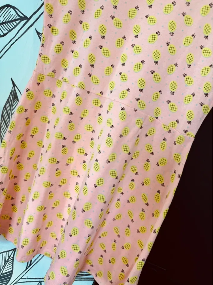 Taille 12 ans robe d’été fille orange fluo * ananas * 🌸 - photo numéro 3
