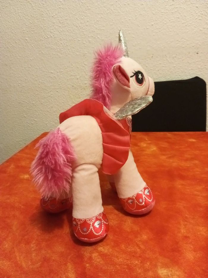 Peluche licorne ailée rose et argenté - photo numéro 5
