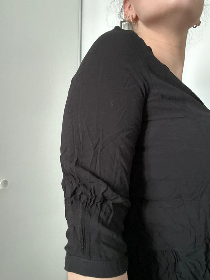 Haut noir froncé à manches 3/4 – Taille S - photo numéro 4