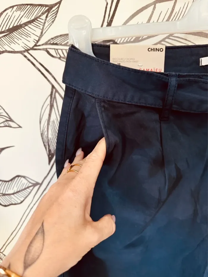 Taille 38 ~ M pantalon chino femme Camaieu bleu marine Neuf 🌸 - photo numéro 3