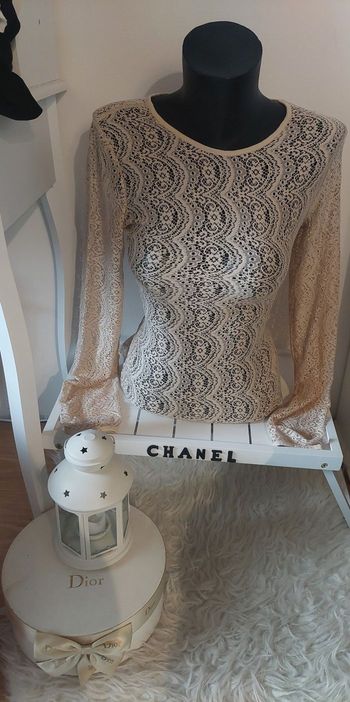 Blouse beige dentelle légère Zara T.M TBE