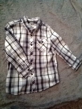 Chemise à carreaux blanche et bleu Tape à l'œil - 24 mois