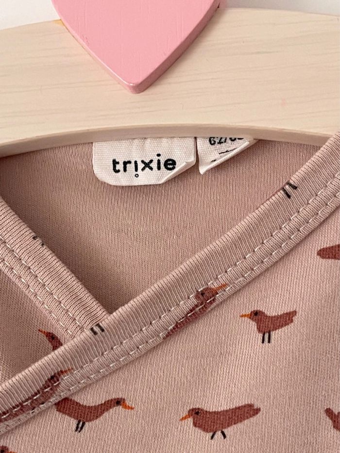 Lot de 3 bodies Trixie manches longues couleur vieux rose + petit pantalon avec pieds assorti H&M - photo numéro 10