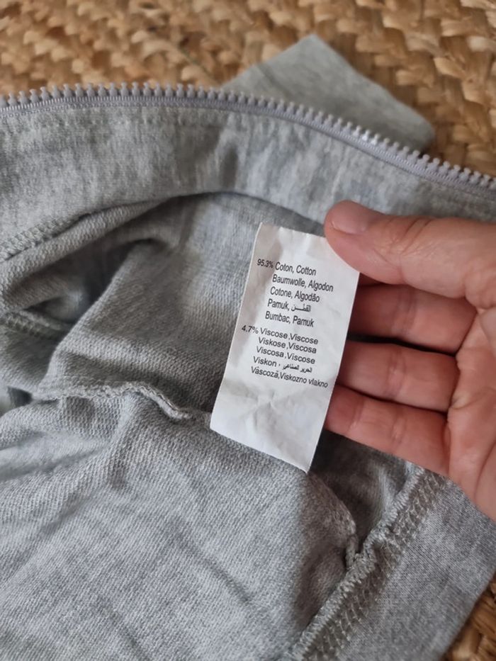 Veste sweat zippé grise grain de blé 6 mois - photo numéro 3