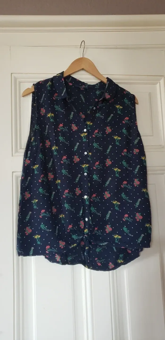 Chemisier blouse chemise sans manches - photo numéro 3