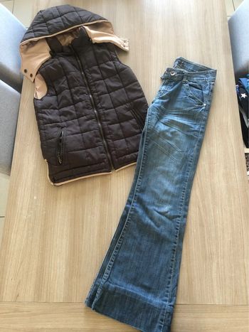 Jean + doudoune sans manche réversible