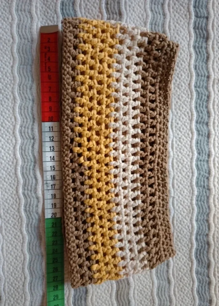 Bandeau coton  tricoté main pièce unique, tour de tête 55-57 cm - photo numéro 3