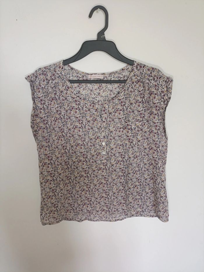 Blouse fleurie col tunisien – GÉMO Casual