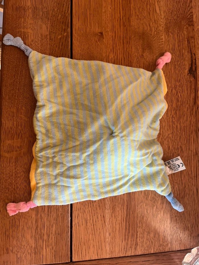 Doudou souris turquoise et jaune mots d’enfants - photo numéro 4