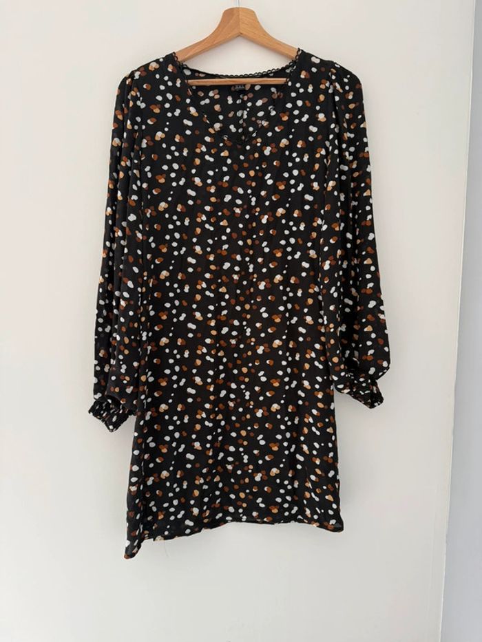Robe fluide noire à pois taille m - photo numéro 2