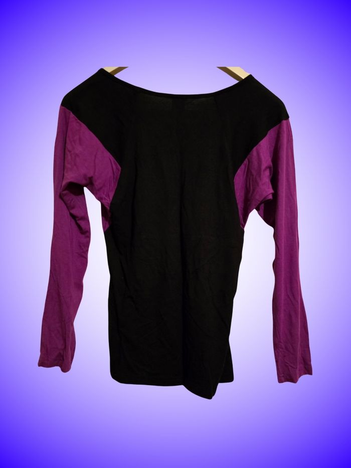 Haut Bicolore Blancheporte – Violet, Bleu, Noir – Manches Longues – Taille 34 XS 36 S – Très Bon État - photo numéro 2