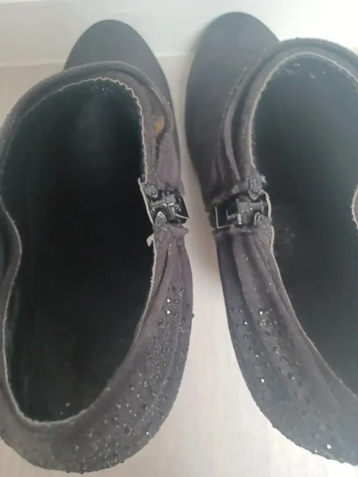 Chaussure à talon noire velour diamant jm diamant - photo numéro 10