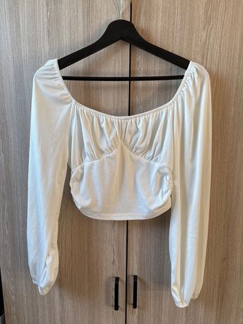 Blouse crop top manches longues blanche Shein