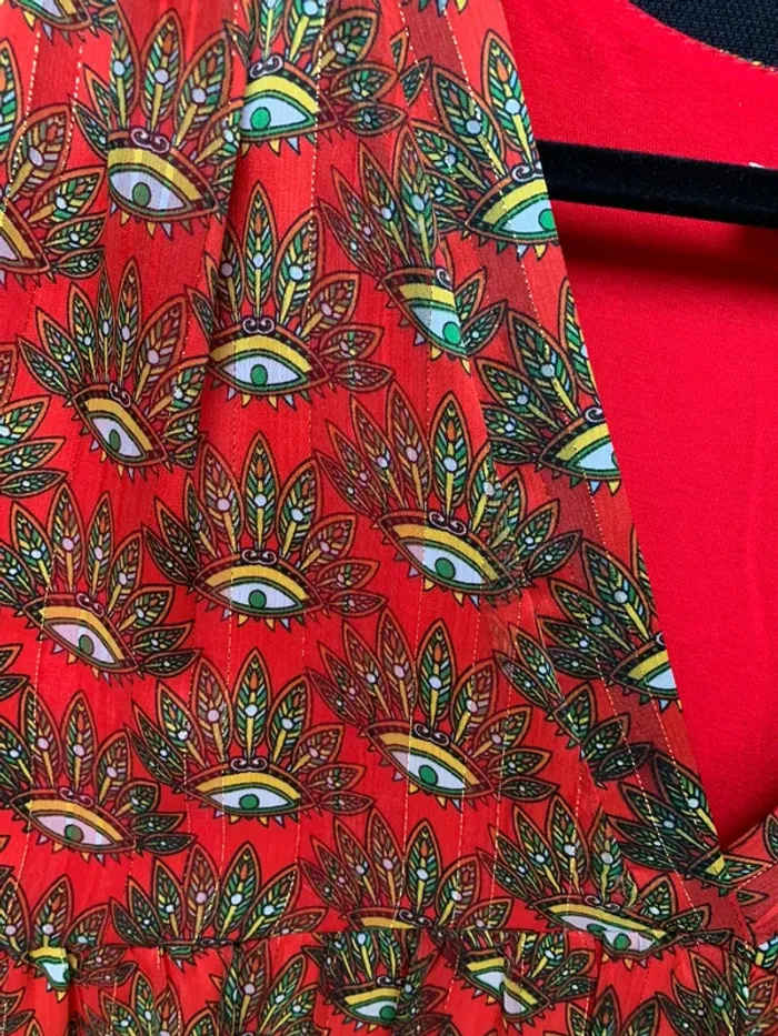 Haut évasé rouge à motifs Vintage Love taille S/M - photo numéro 3