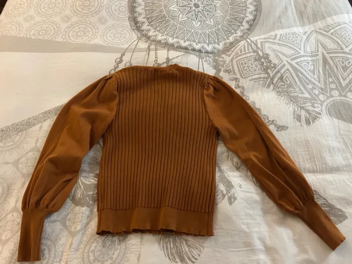Pull fin manches longues couleur camel - photo numéro 7