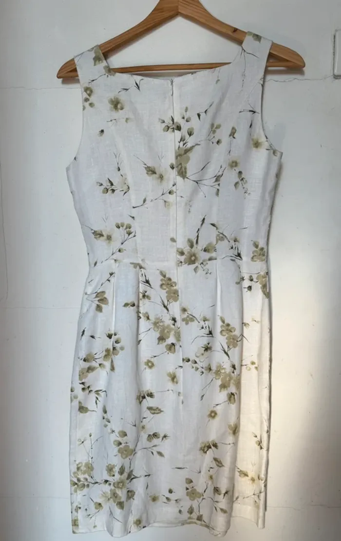Robe en lin Caroll fleurs vertes - photo numéro 2