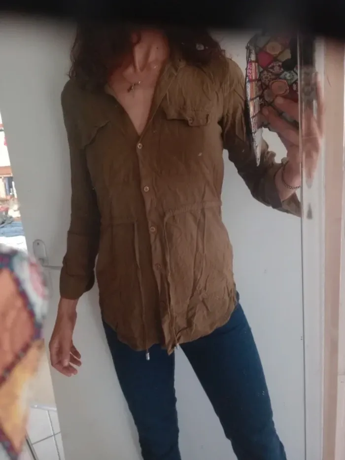 Chemise 38 femme cintrée – kaki c87 - photo numéro 5