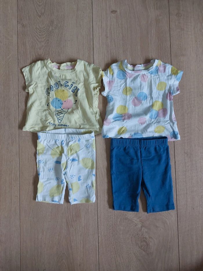 Lot 2 teeshirts et leggings courts 3 mois