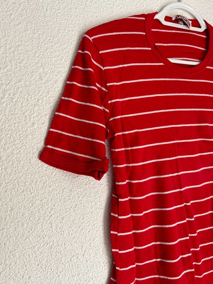 497 - t-shirt rayé blanc et rouge à manches courtes - photo numéro 4