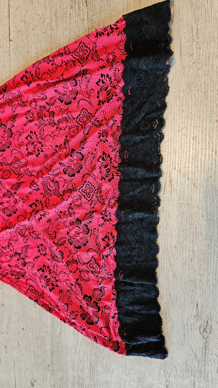 Robe de nuit rouge et noire à bretelles avec dentelle, Love to Lounge,  38/40 - photo numéro 4