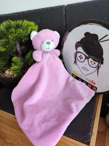 doudou mouchoir rose violet blanc ours mes petits cailloux Bras Gris DD002504