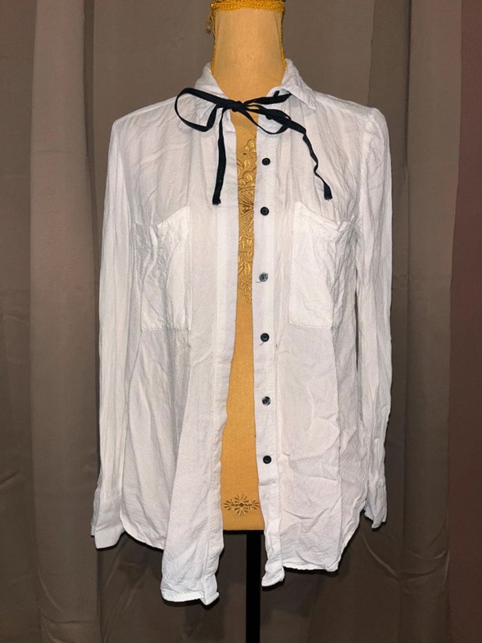 Chemise blanche lien noir promod 38