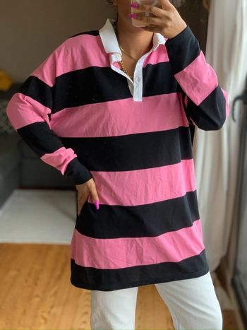 Polo oversized rose et noir asos