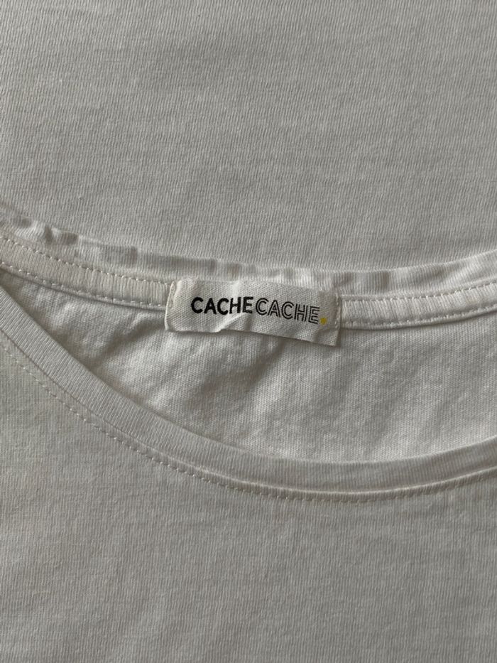 T-shirt blanc lettres pailletées Cache Cache - photo numéro 6