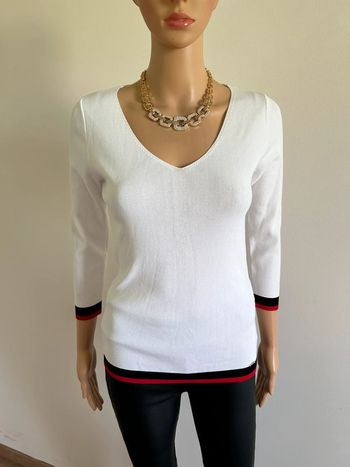 Pull blanc avec col en V Morgan taille S jamais porté