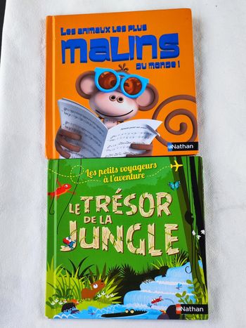 Lot 2 livres les animaux les plus malins et le trésor de la jungle