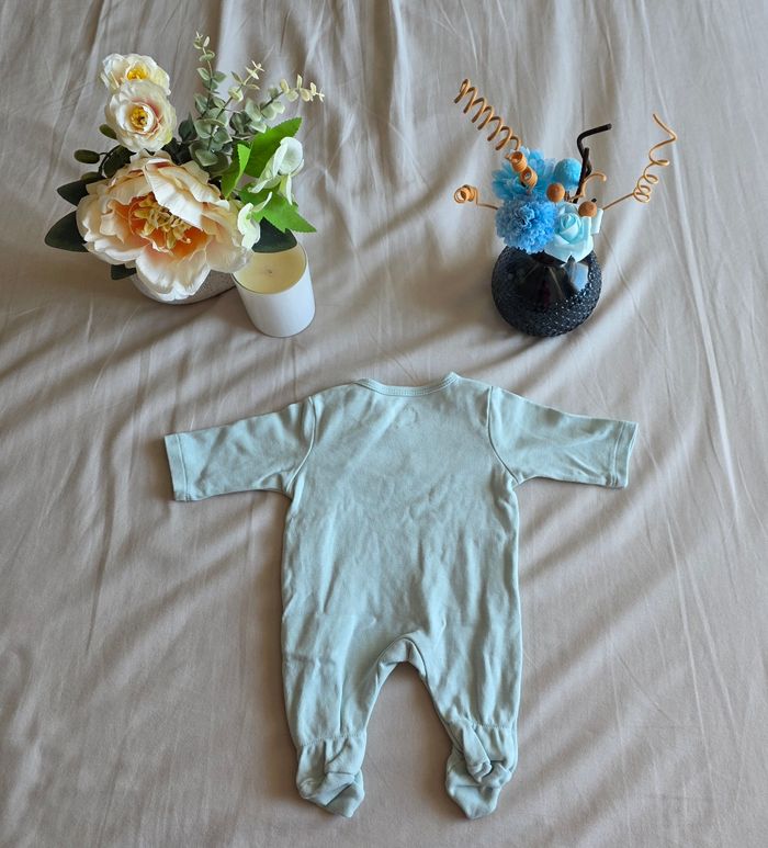 Kiabi Pyjama Coton Bio Vert Menthe Très Bon État 0M - photo numéro 2