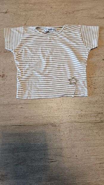 Blouse beige et grise à manches courtes, Buissonnière, 6 ans