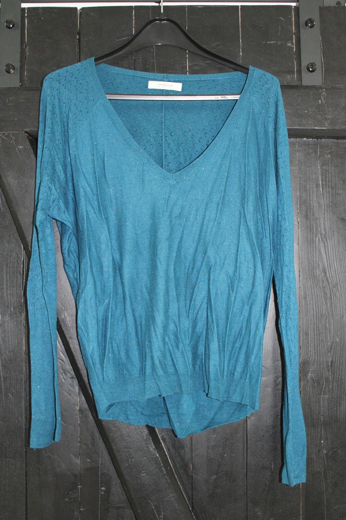 Pull fin bleu