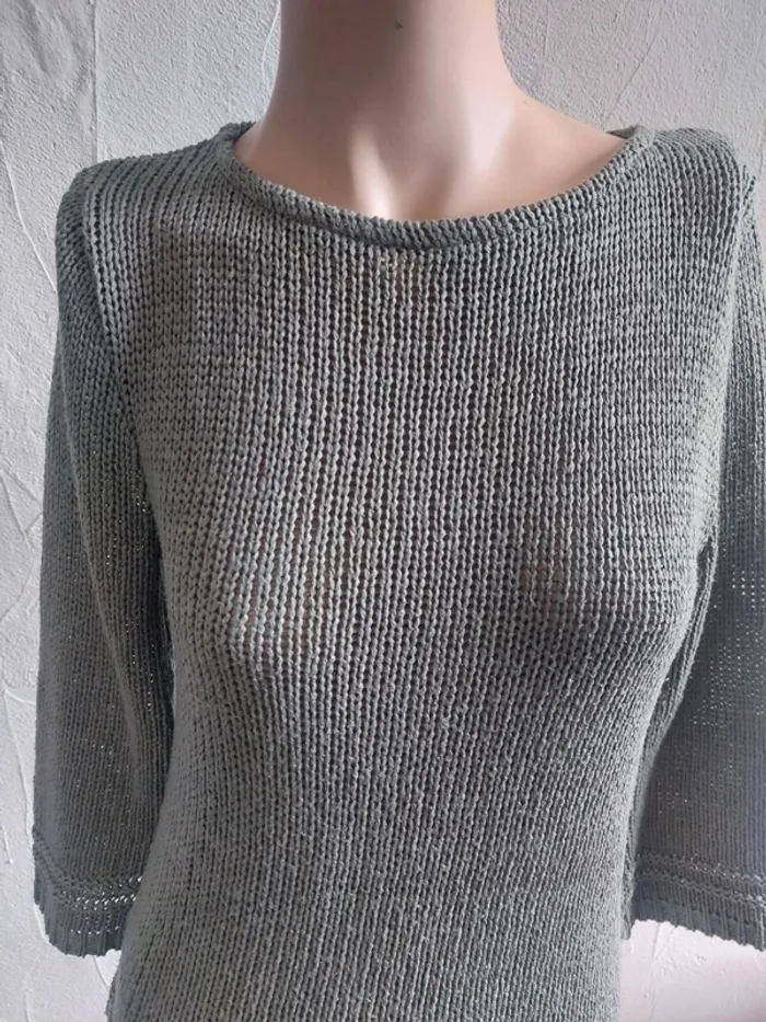 Pull en maille kaki Taille 38 - photo numéro 2