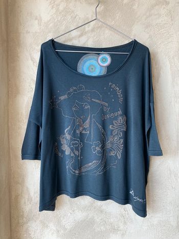 Top 3/4 gris japonaise Desigual S