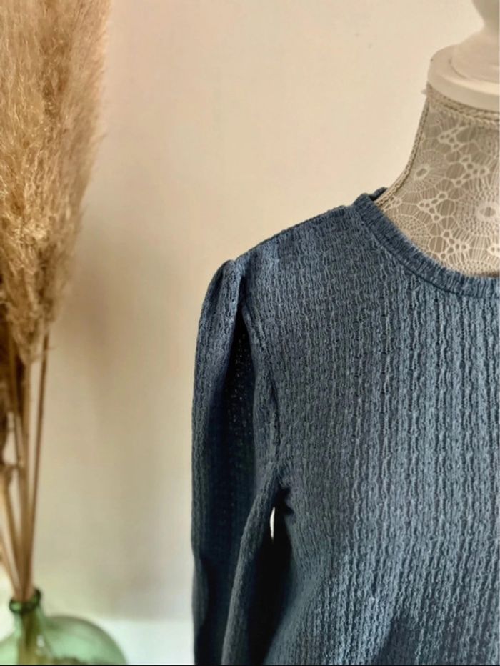 Pull en maille bleu Kiabi taille 38 M - photo numéro 3