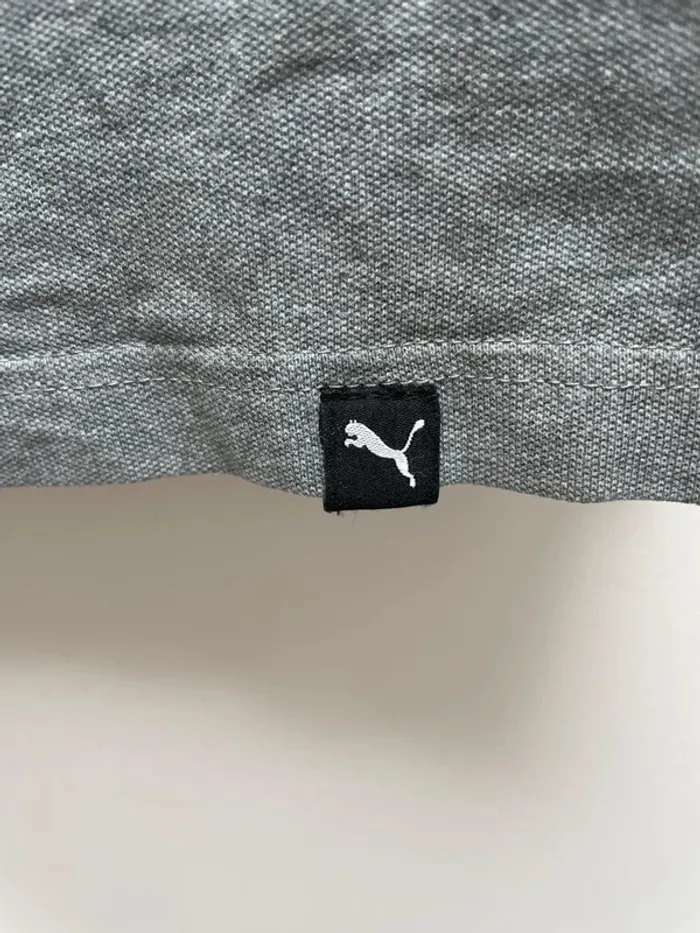 Puma grey tall long polo black embroided logo Mens M - photo numéro 7