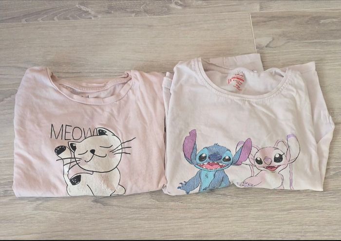 Lot de 12 tee shirt en bon et très  bon état + 2 (stitch et chat) offerts - photo numéro 2