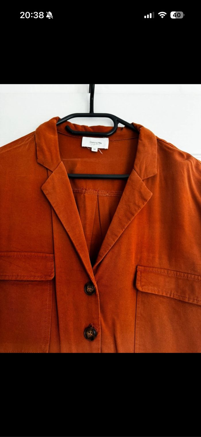 Robe chemise orange/marron - photo numéro 3