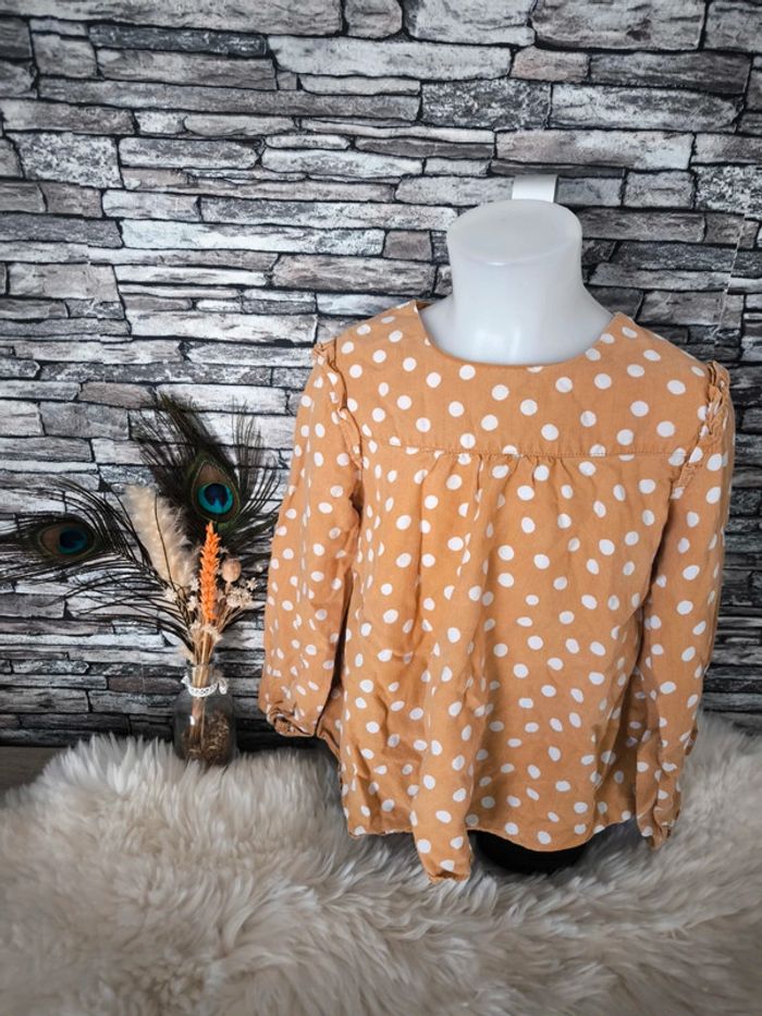 💛 Blouse Orchestra moutarde pois blanc taille 8 ans 💛