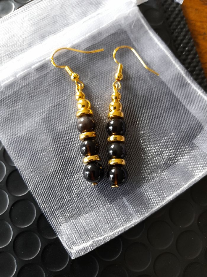 Boucles d'oreilles Obsidienne - photo numéro 2