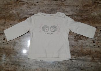 Joli t-shirt manches longues fille 3 mois