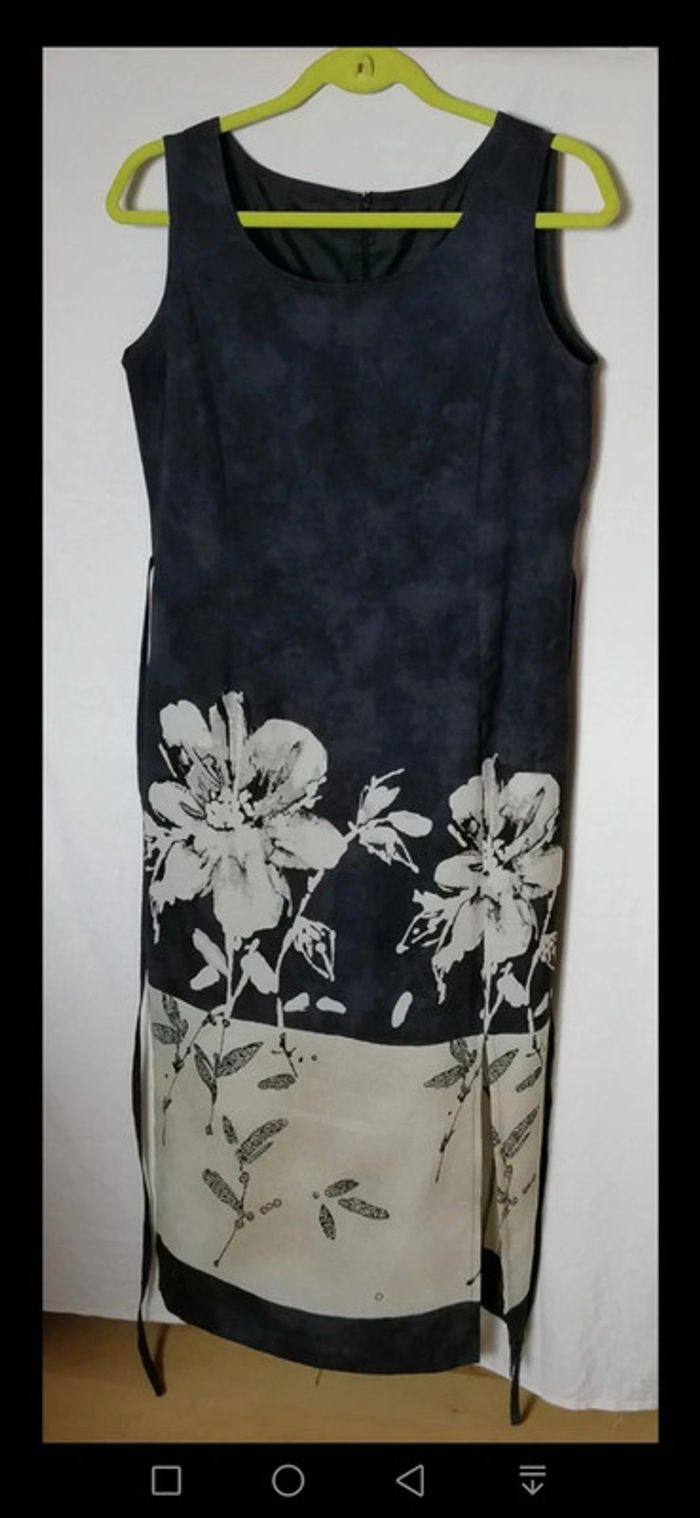 Robe longue d'été fleurs noir crème Taille L Christian Marry - photo numéro 8