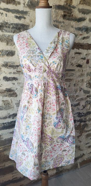 Robe longue fleurie sur fond beige ecru Mexx Taille 36 38