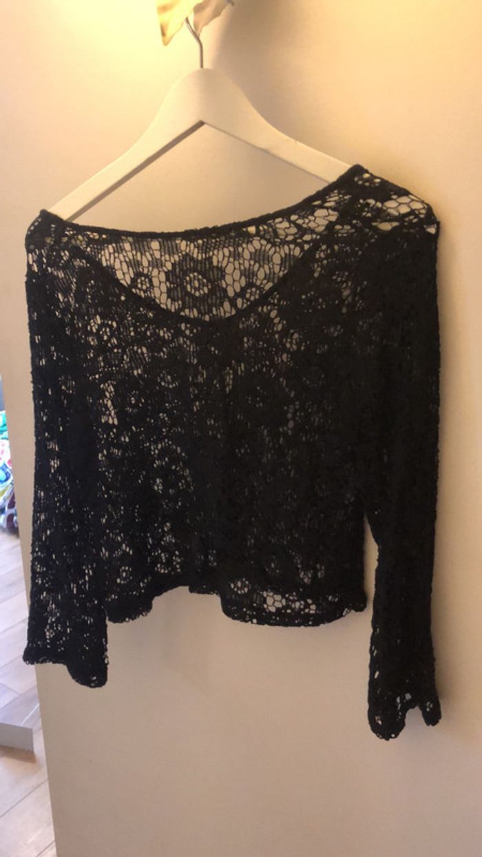 Haut en dentelle noire taille M / tee shirt à manches longues dentelle - photo numéro 5