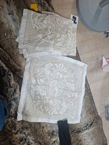 6  lot grandes serviettes de table motif fresque