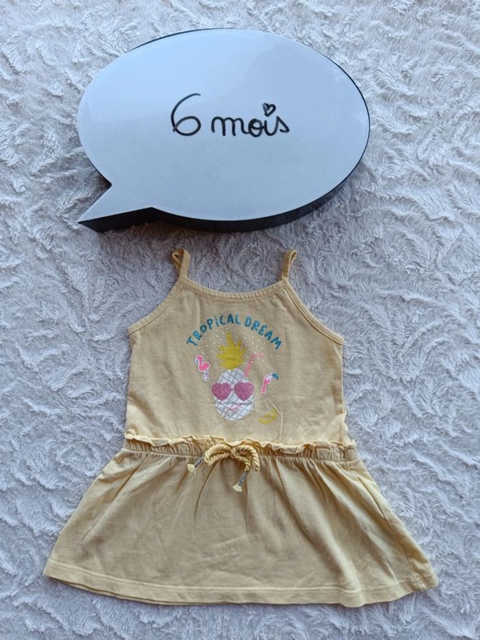Robe bretelles été Fille 6 mois Ananas Tropical dream Gémo 100% coton