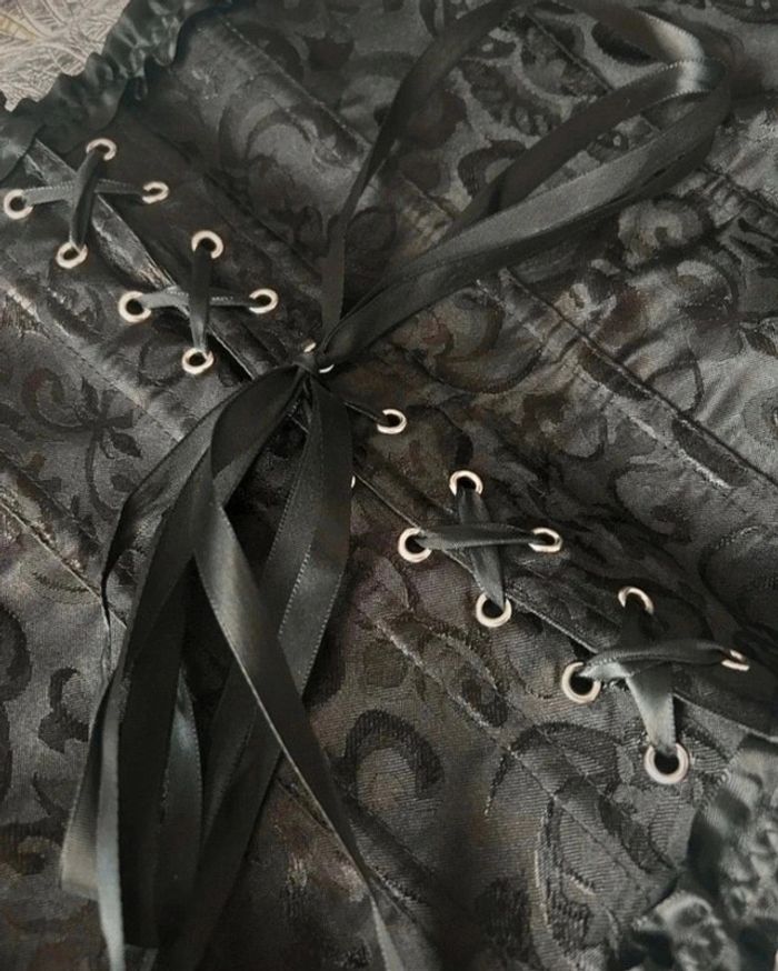 A31 corset bustier rétro vintage noir à lacets ajustable - photo numéro 6